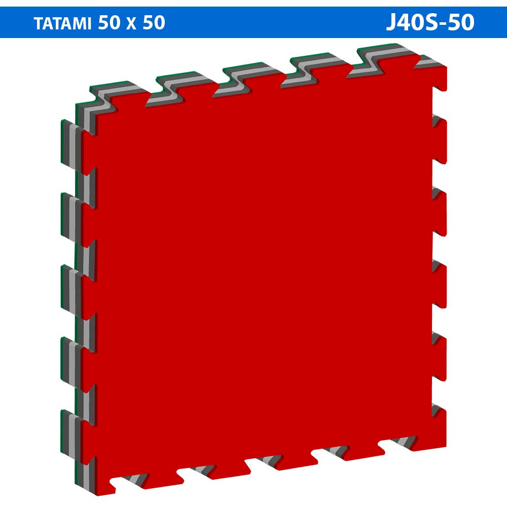 Tatami Puzzle 4cm - fabriqué en Italie - vert/rouge - paquet de 4 pièces - J40S-50